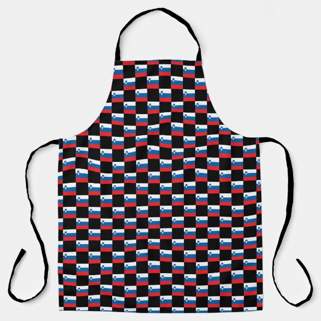 Checkered Slovenia Flag Pattern  Apron (Front)