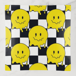 Checkered Smiley Faces Trinket Tray