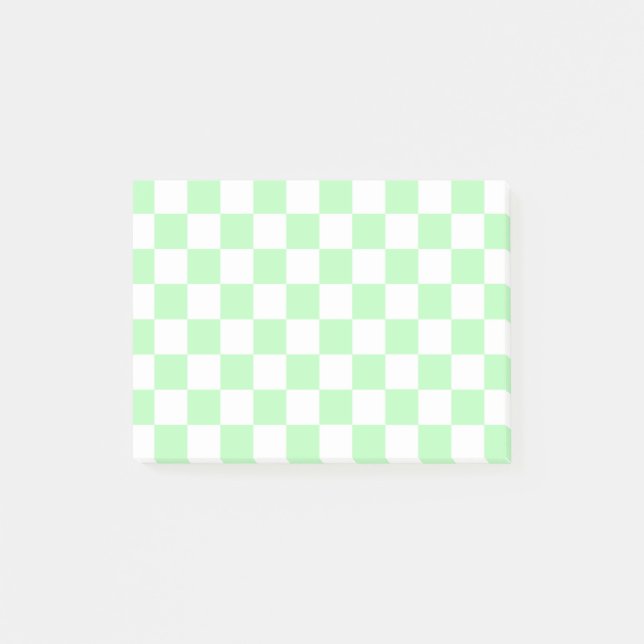 Checkered Soft Green and White Post-it Notes (Front)