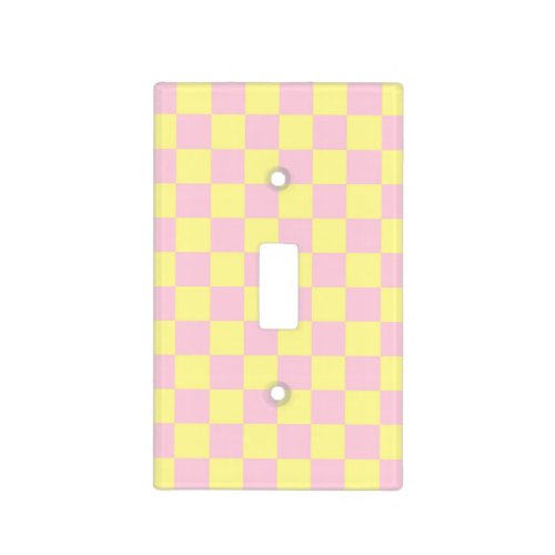Checkered Soft Pink and Yellow Light Switch Cover