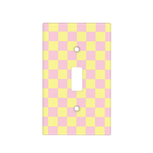 Checkered Soft Pink and Yellow Light Switch Cover (Front)