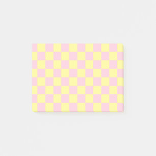 Checkered Soft Pink and Yellow Post-it Notes