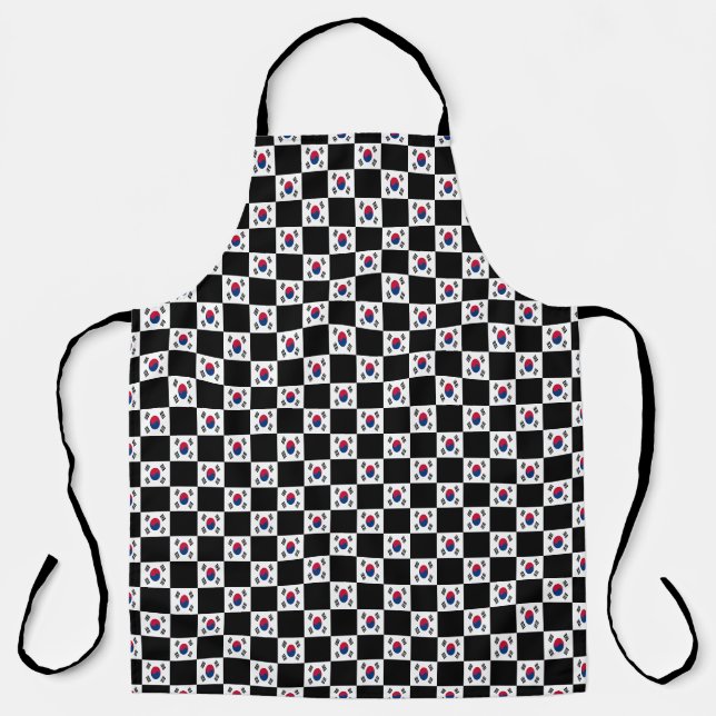Checkered South Korea Flag Pattern  Apron (Front)