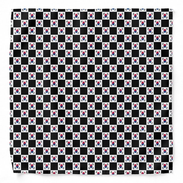 Checkered South Korea Flag Pattern  Bandana (Front)