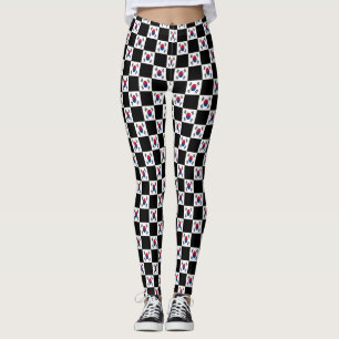 Checkered South Korea Flag Pattern Leggings
