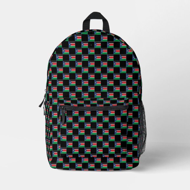 Checkered South Sudan Flag Pattern  Printed Backpack (Front)