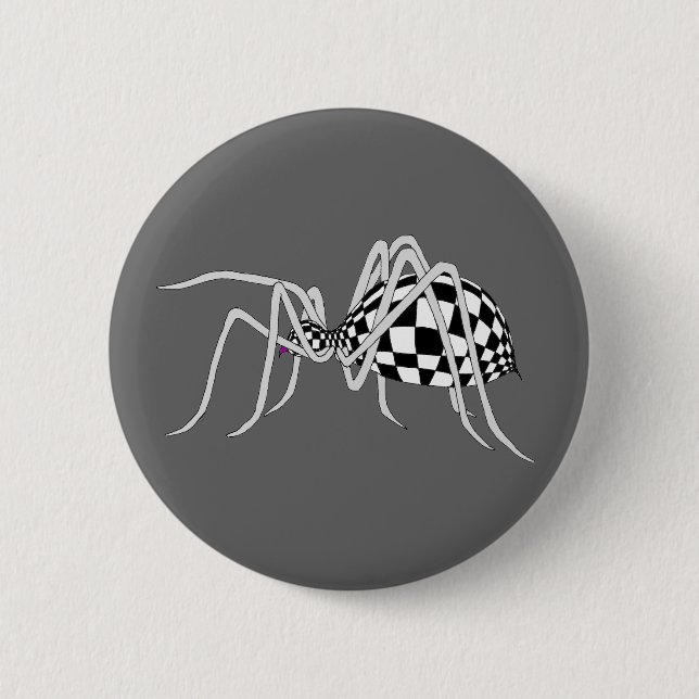 Checkered Spider Pinback Button (Front)