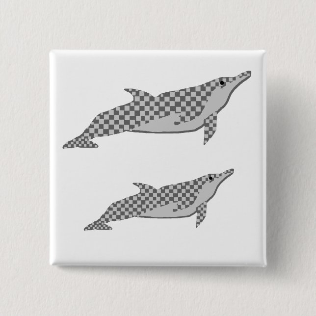 Checkered spinner dolphin tie button (Front)