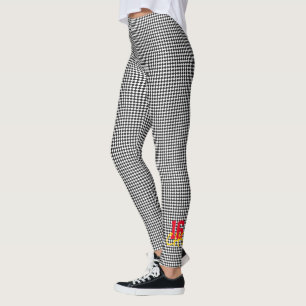 Checkered Sports Team Number School Initials Fun Leggings