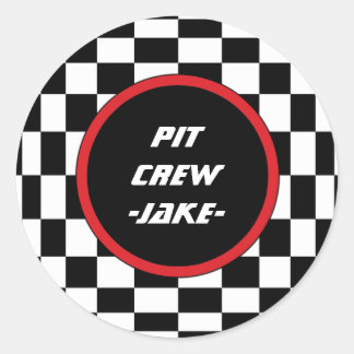 Checkered Square Classic Round Sticker