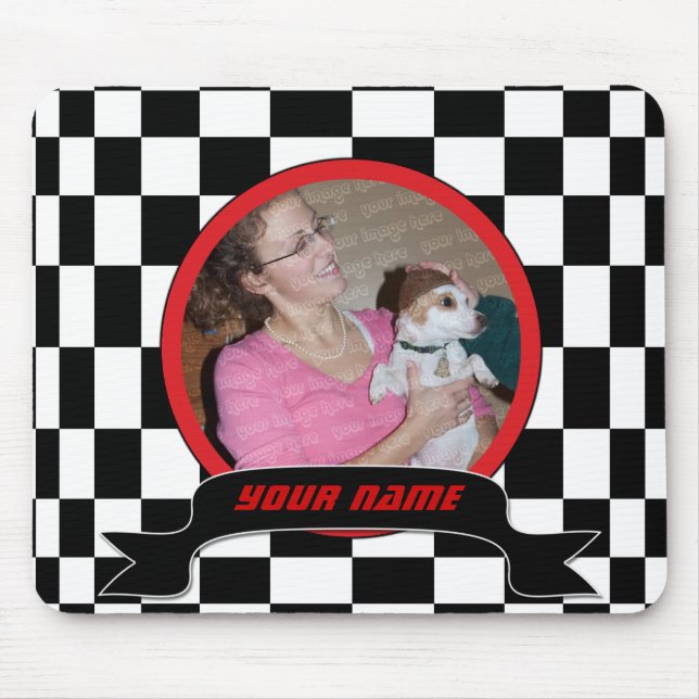 Checkered Square Mouse Pad (Front)