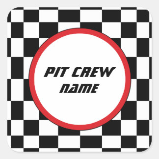 Checkered Square Party Guest Name Stickers