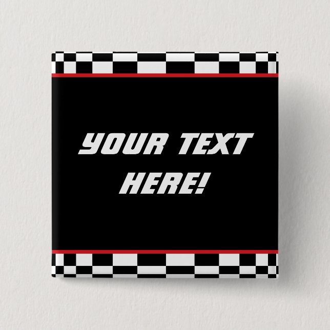 Checkered Square Pinback Button (Front)