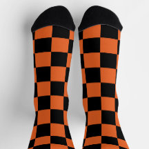 Checkered squares Black and Orange geometric retro