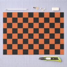 Checkered squares Black and Orange geometric retro