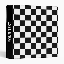 Checkered squares black and white geometric retro 3 ring binder
