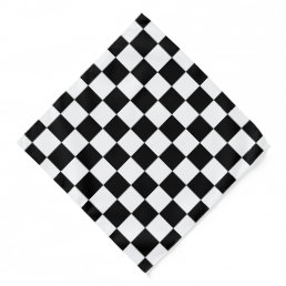 Checkered squares black and white geometric retro bandana