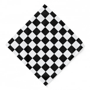 Checkered squares black and white geometric retro bandana
