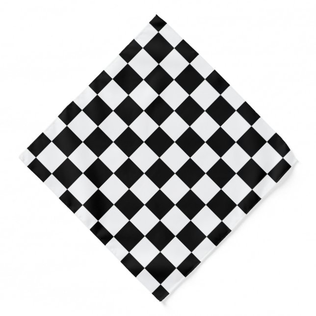 Checkered squares black and white geometric retro bandana (Front)
