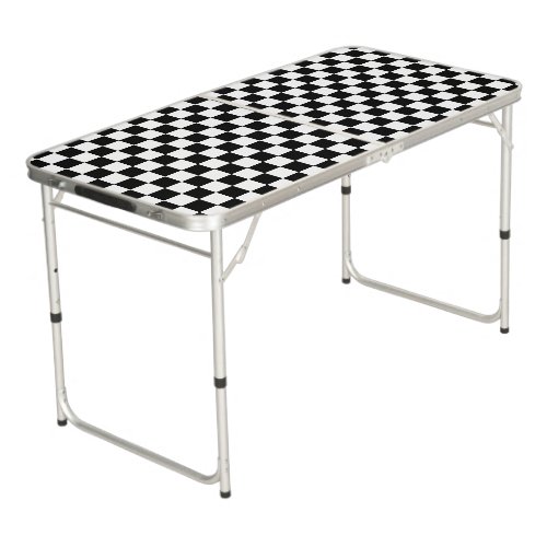 Checkered squares black and white geometric retro beer pong table