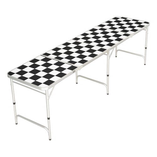 Checkered squares black and white geometric retro beer pong table