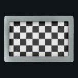 Checkered squares black and white geometric retro belt buckle<br><div class="desc">Checkered squares black and white geometric retro pattern gift for anyone. Cool retro checkered geometric square pattern design. Vintage tile black and white modern checker.</div>