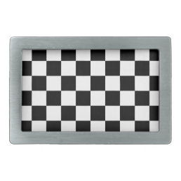 Checkered squares black and white geometric retro belt buckle