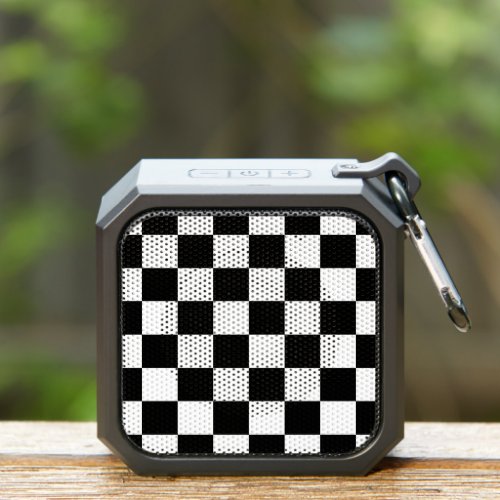 Checkered squares black and white geometric retro bluetooth speaker