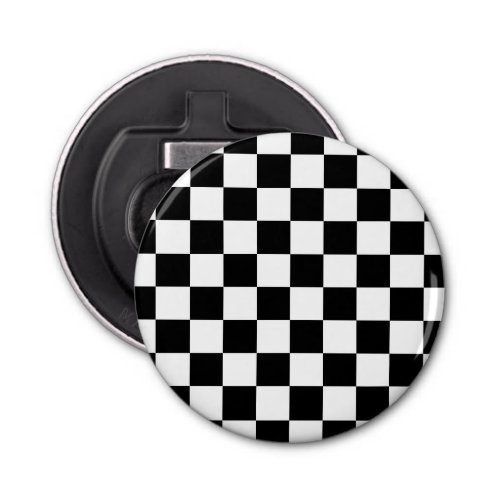 Checkered squares black and white geometric retro bottle opener