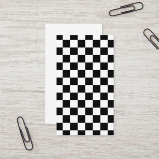 Checkered squares black and white geometric retro business card