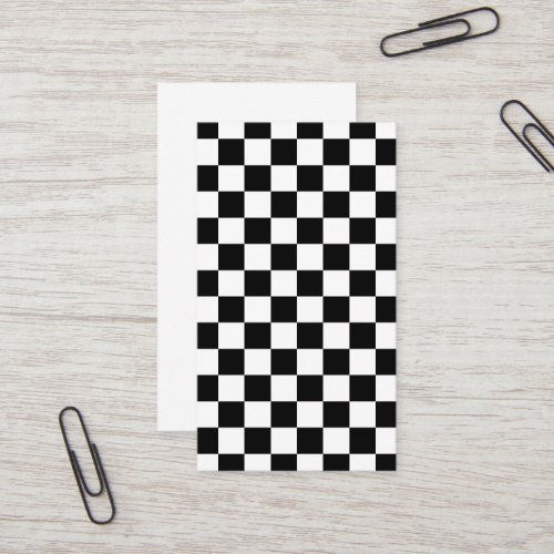 Checkered squares black and white geometric retro business card