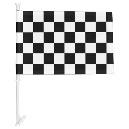 Checkered squares black and white geometric retro car flag