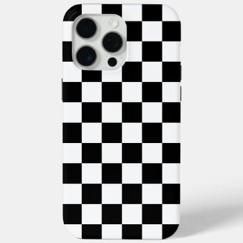 Checkered Squares Black And White Geometric Retro Iphone 15 Pro Max Case by PLdesign at Zazzle