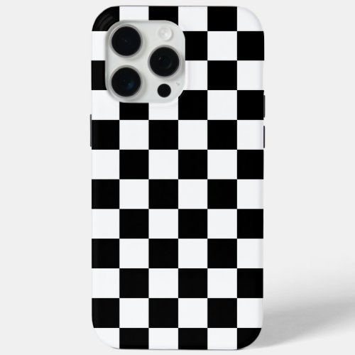 Checkered squares black and white geometric retro iPhone 15 pro max case