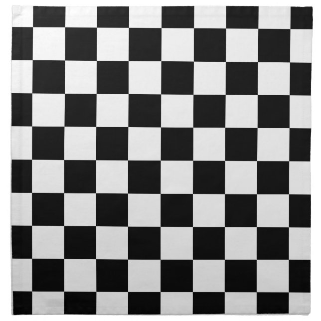 Checkered squares black and white geometric retro cloth napkin (Front)