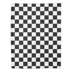Checkered squares black and white geometric retro  duvet cover