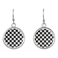 Checkered squares black and white geometric retro