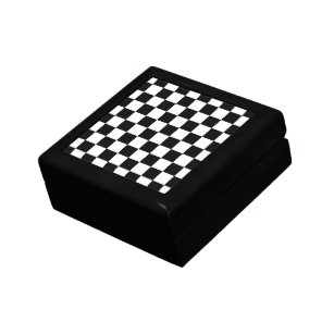 Checkered squares black and white geometric retro gift box