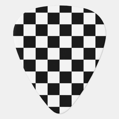 Checkered squares black and white geometric retro guitar pick