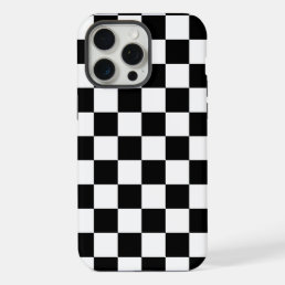 Checkered squares black and white geometric retro iPhone 15 pro max case