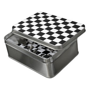Checkered squares black and white geometric retro jigsaw puzzle