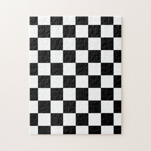 Checkered squares black and white geometric retro jigsaw puzzle