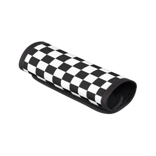 Checkered squares black and white geometric retro luggage handle wrap