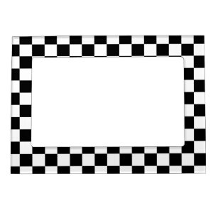 Checkered squares black and white geometric retro magnetic frame