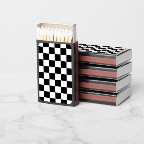 Checkered squares black and white geometric retro matchboxes