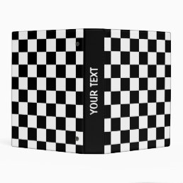 Checkered squares black and white geometric retro mini binder