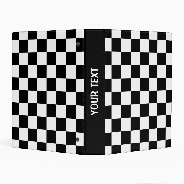 Checkered squares black and white geometric retro mini binder (Background)