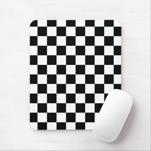 Checkered squares black and white geometric retro mouse pad