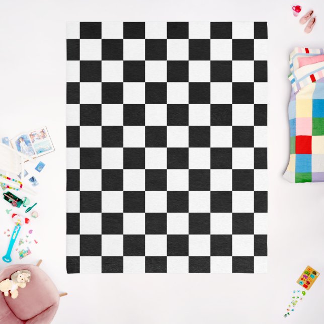 Checkered squares black and white geometric retro outdoor rug (Insitu (Babyroom))