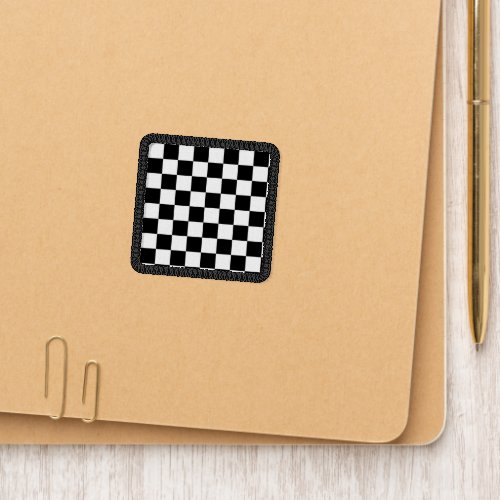 Checkered squares black and white geometric retro patch